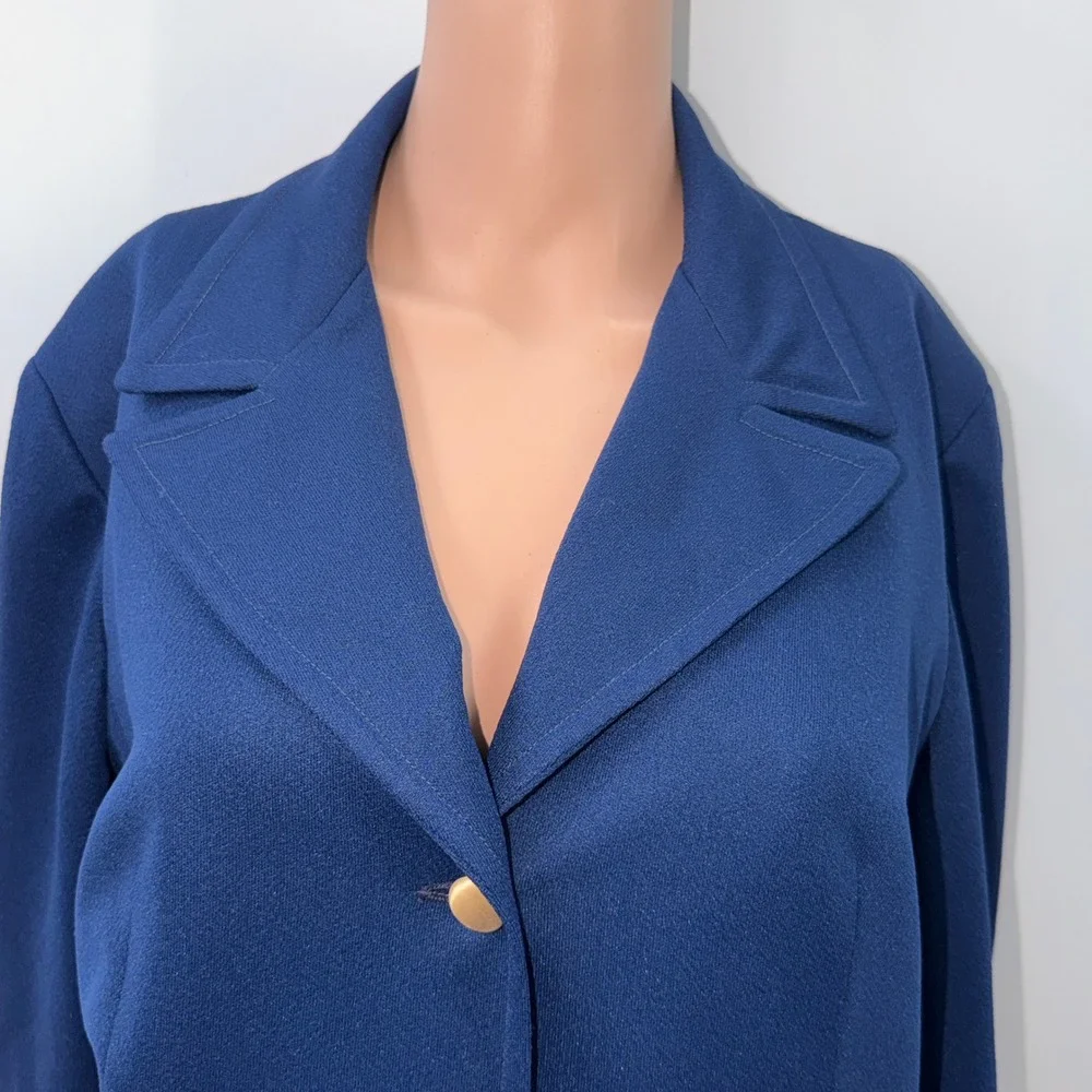 Evan-Picone 18 Blue Textured Knit Blazer Career Professional Dark Academia